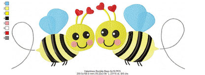 Valentines Bees - Bumble Bee - Fill Stitch