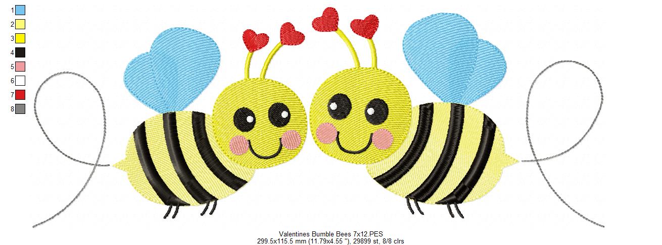 Valentines Bees - Bumble Bee - Fill Stitch