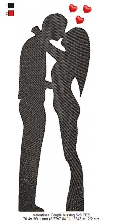 Valentine's Couple Love Kissing - Rippled - Set of 2 designs