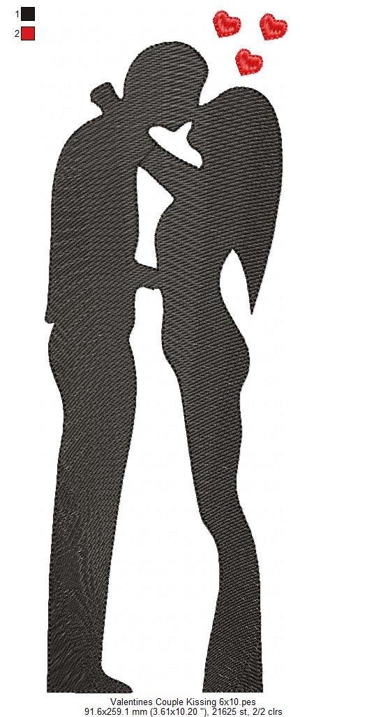 Valentine's Couple Love Kissing - Rippled - Set of 2 designs