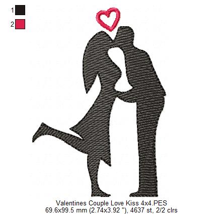 Valentine's Couple Love Kissing - Rippled - Set of 2 designs