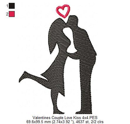 Valentine's Couple Love Kissing - Rippled - Set of 2 designs
