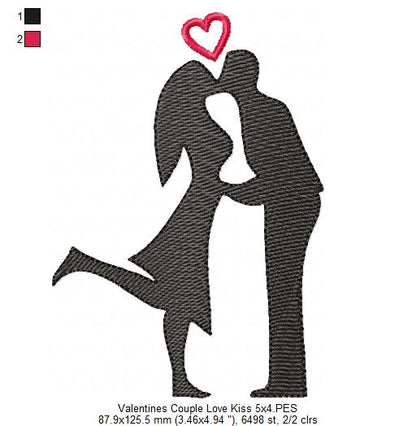 Valentine's Couple Love Kissing - Rippled - Set of 2 designs