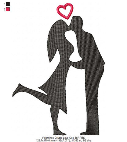 Valentine's Couple Love Kissing - Rippled - Set of 2 designs