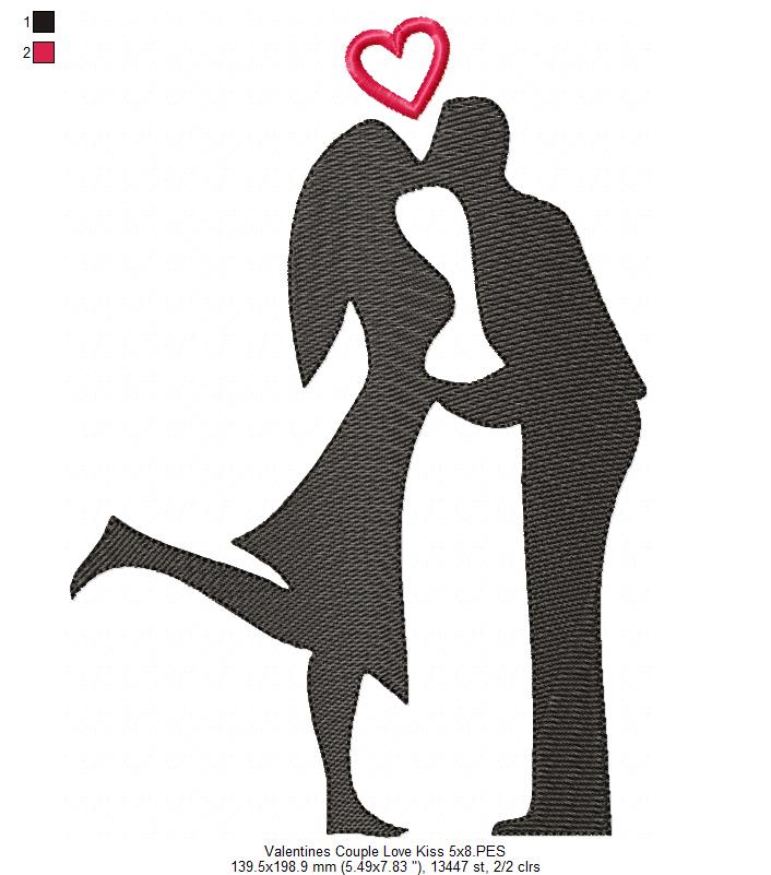 Valentine's Couple Love Kissing - Rippled - Set of 2 designs