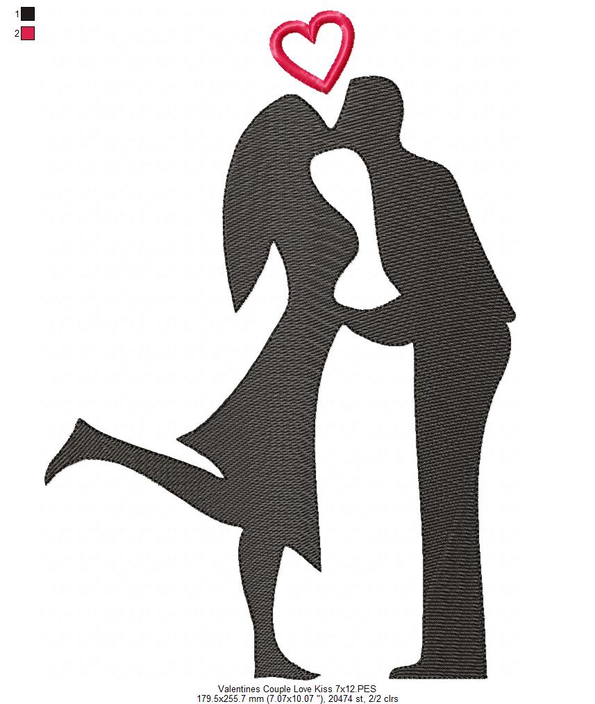 Valentine's Couple Love Kissing - Rippled - Set of 2 designs