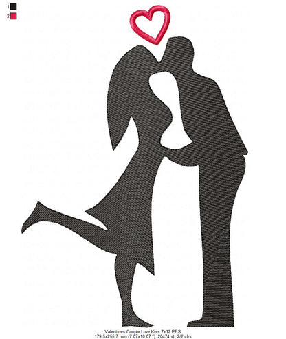 Valentine's Couple Love Kissing - Rippled - Set of 2 designs