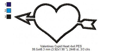 Valentine's Cupid Heart - Applique - Machine Embroidery Design