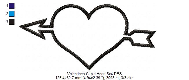 Valentine's Cupid Heart - Applique - Machine Embroidery Design