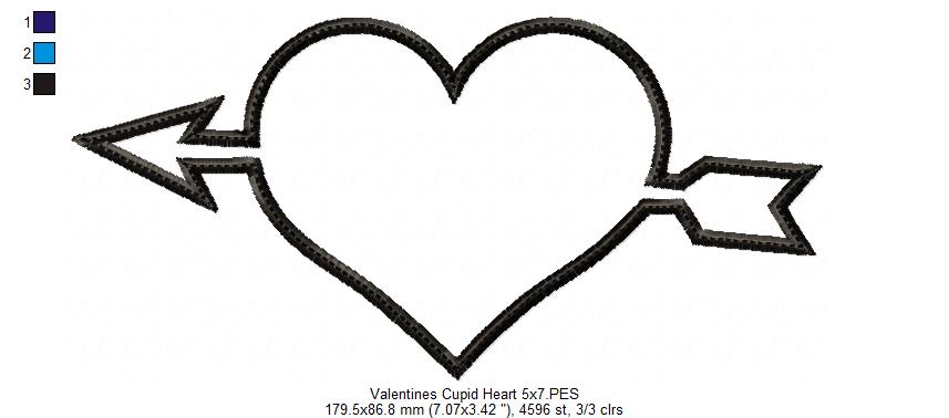 Valentine's Cupid Heart - Applique - Machine Embroidery Design