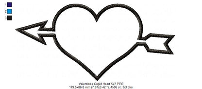Valentine's Cupid Heart - Applique - Machine Embroidery Design