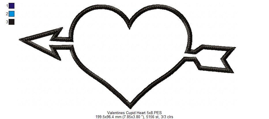 Valentine's Cupid Heart - Applique - Machine Embroidery Design