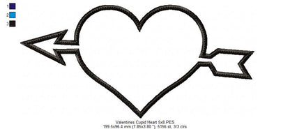 Valentine's Cupid Heart - Applique - Machine Embroidery Design