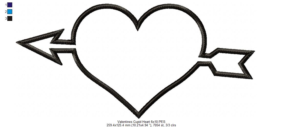 Valentine's Cupid Heart - Applique - Machine Embroidery Design