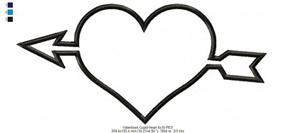 Valentine's Cupid Heart - Applique - Machine Embroidery Design