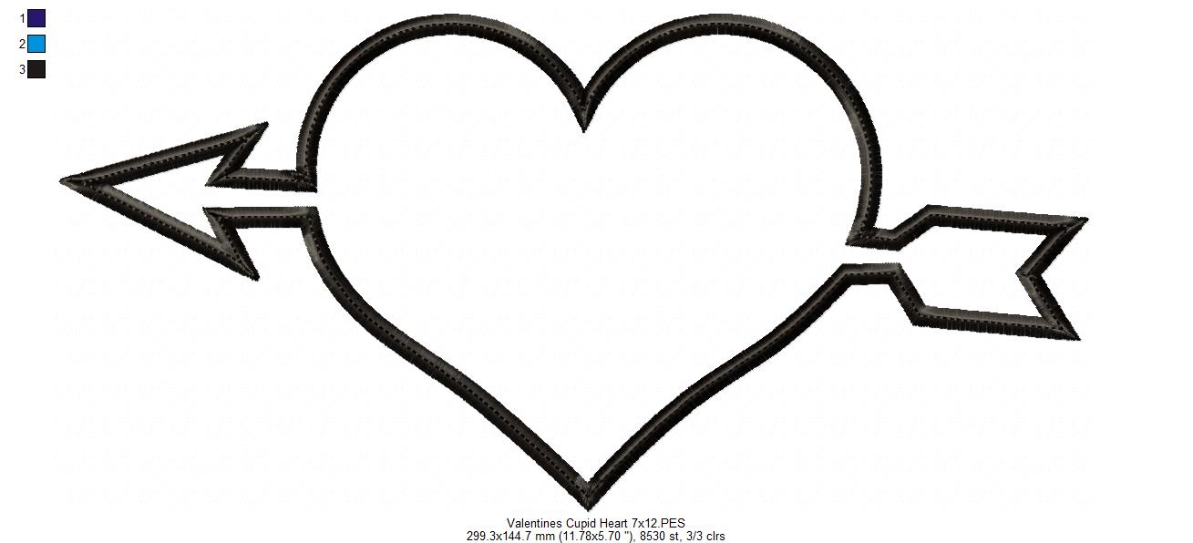 Valentine's Cupid Heart - Applique - Machine Embroidery Design