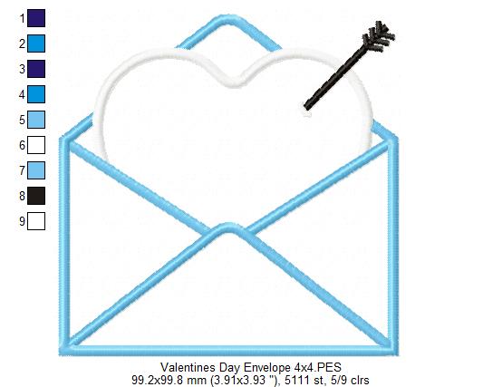 Valentine's Day Envelope and Letter - Applique