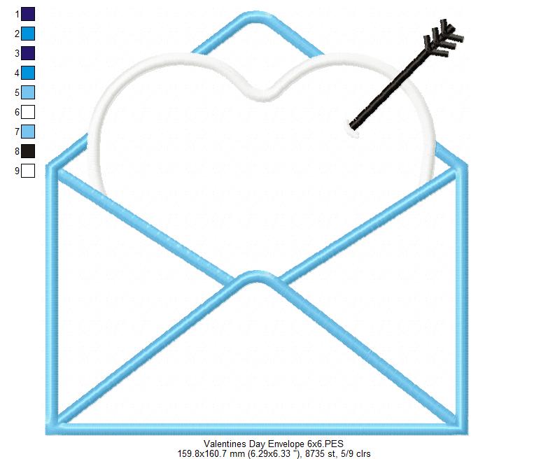 Valentine's Day Envelope and Letter - Applique