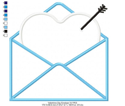 Valentine's Day Envelope and Letter - Applique