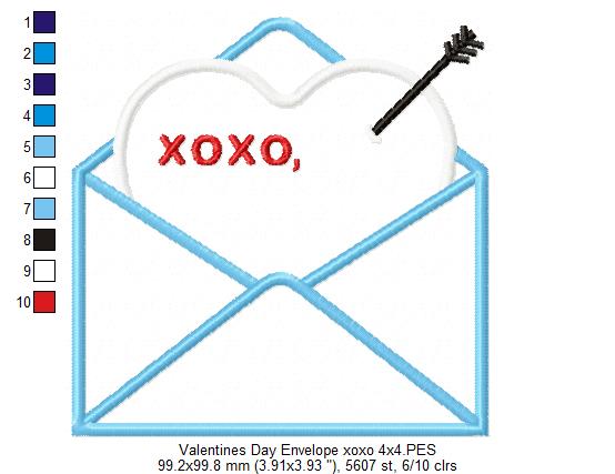 Valentine's Day Envelope and Letter - Applique