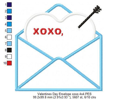 Valentine's Day Envelope and Letter - Applique
