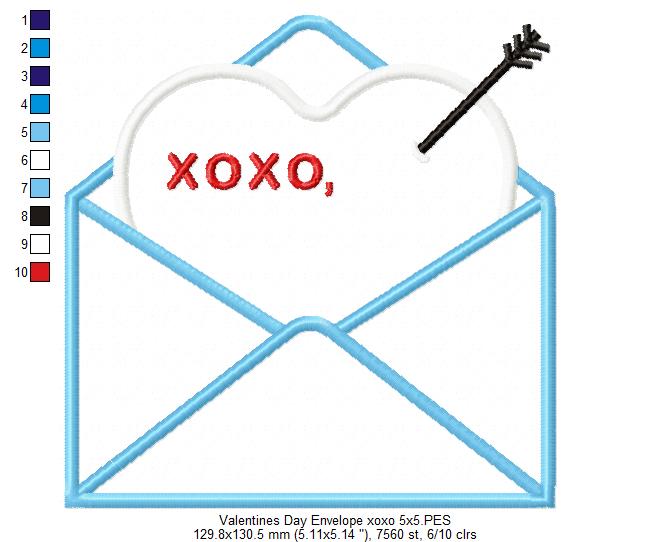 Valentine's Day Envelope and Letter - Applique