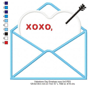 Valentine's Day Envelope and Letter - Applique