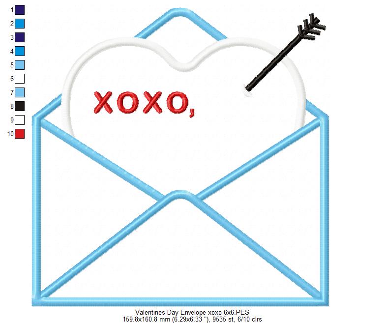 Valentine's Day Envelope and Letter - Applique