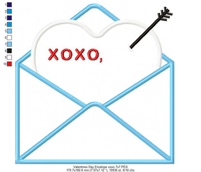 Valentine's Day Envelope and Letter - Applique