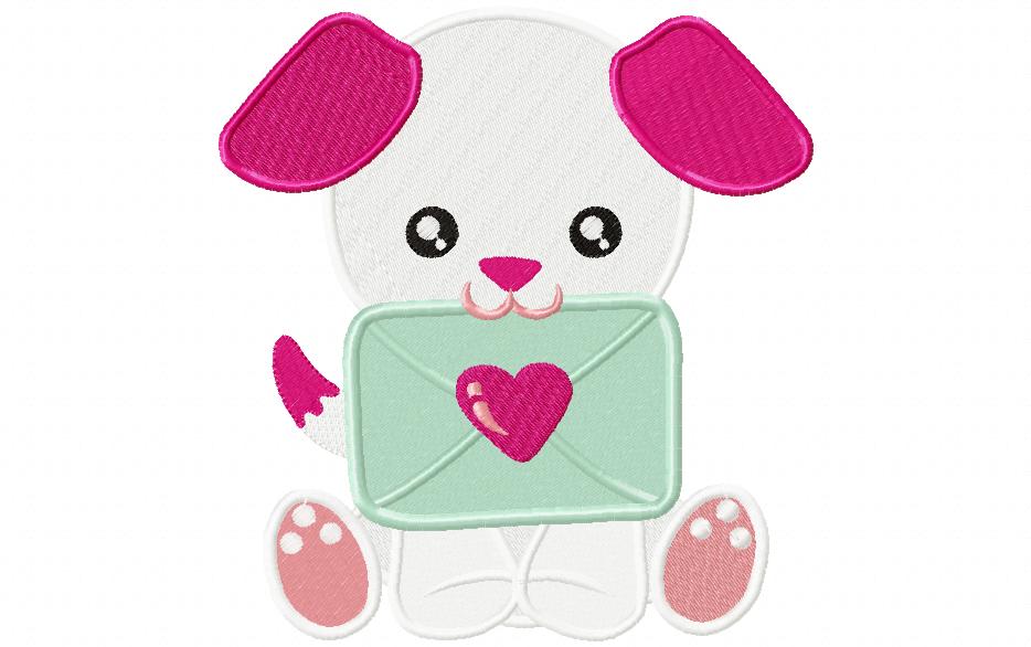 Love Letter Puppy - Fill Stitch – Machine Embroidery Design
