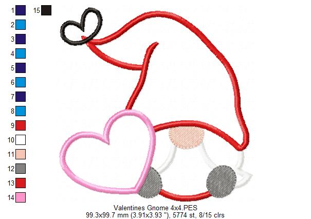 Valentines Gnome - Applique
