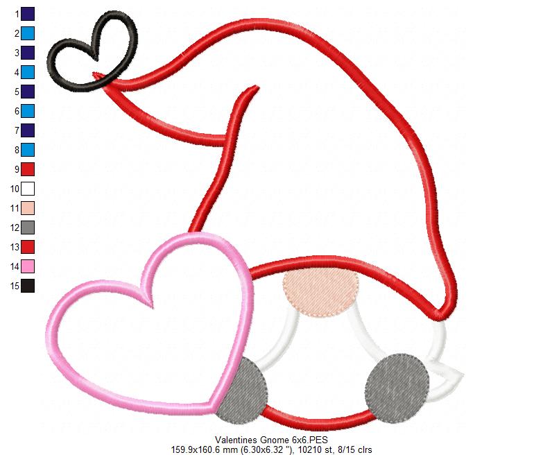 Valentines Gnome - Applique