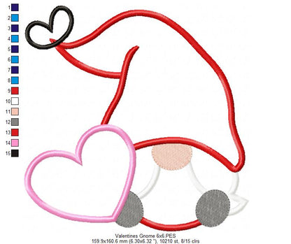 Valentines Gnome - Applique