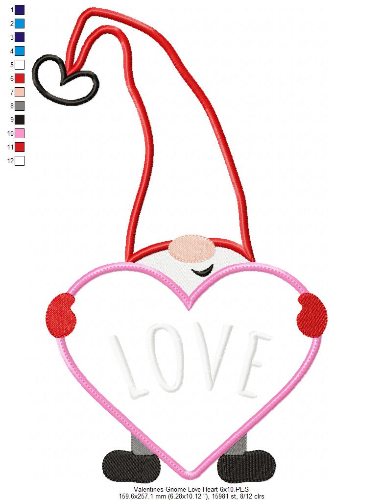 Valentines Gnome Heart - Applique