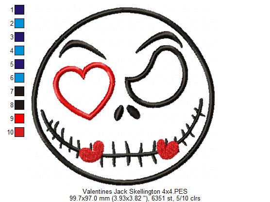 Valentines Skellington Boy and Girl - Applique - Set of 2 designs