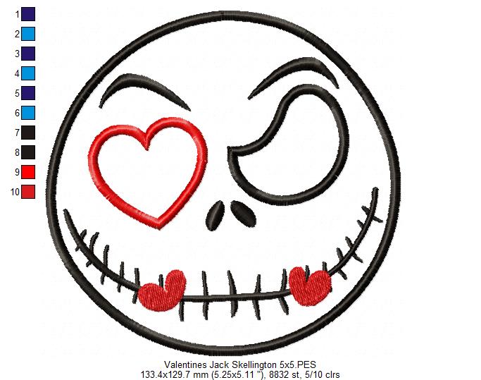 Valentines Jack Skellington - Applique Embroidery