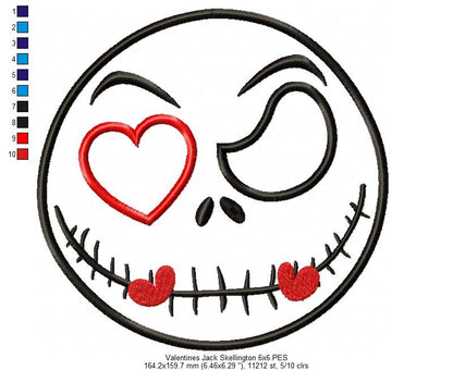 Valentines Skellington Boy and Girl - Applique - Set of 2 designs