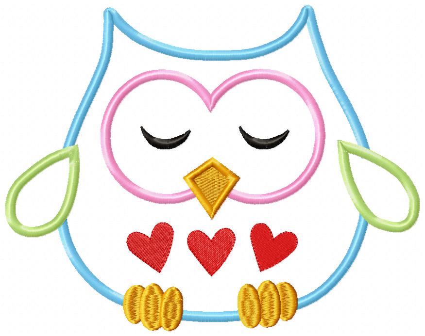 Sweet Love Owl – Appliqué – Machine Embroidery Design