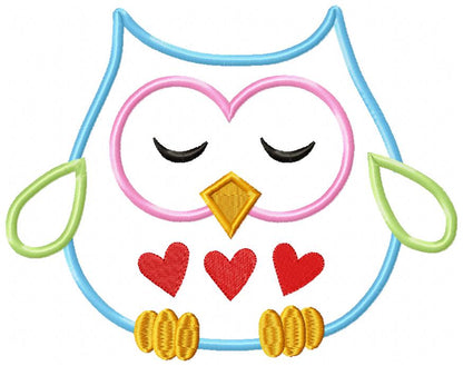 Sweet Love Owl – Appliqué – Machine Embroidery Design