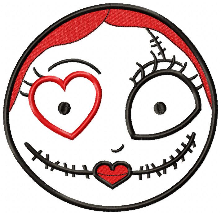 Valentines Skellington Girl - Applique Embroidery
