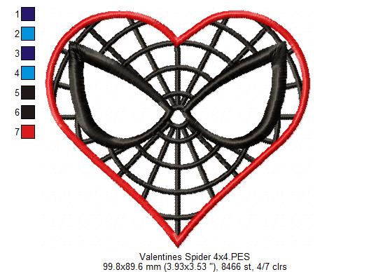 Valentines Spider Heart - Applique - Machine Embroidery Design