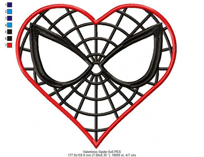 Valentines Spider Heart - Applique - Machine Embroidery Design