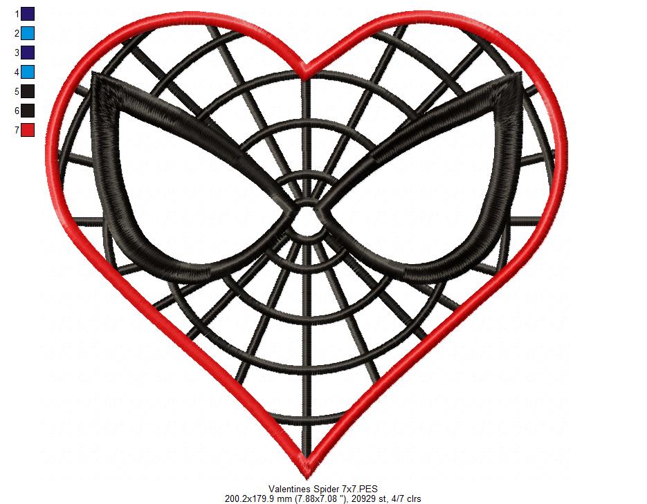 Valentines Spider Heart - Applique - Machine Embroidery Design