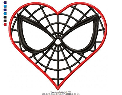 Valentines Spider Heart - Applique - Machine Embroidery Design