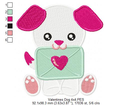 Love Letter Puppy - Fill Stitch – Machine Embroidery Design