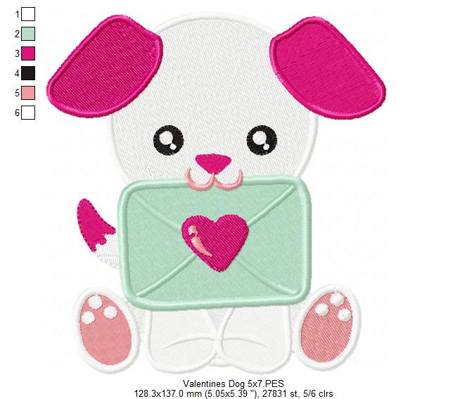 Love Letter Puppy - Fill Stitch – Machine Embroidery Design