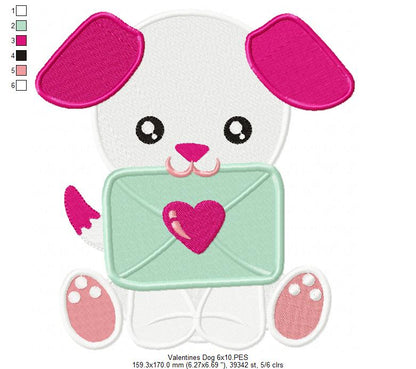 Love Letter Puppy - Fill Stitch – Machine Embroidery Design