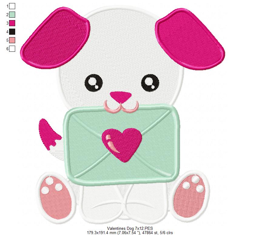 Love Letter Puppy - Fill Stitch – Machine Embroidery Design