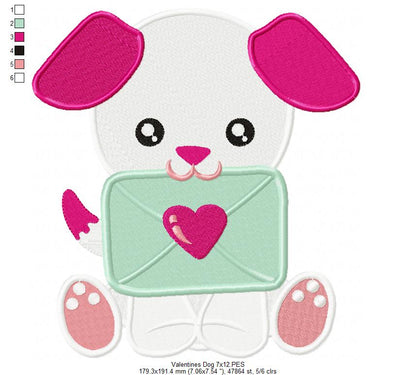 Love Letter Puppy - Fill Stitch – Machine Embroidery Design