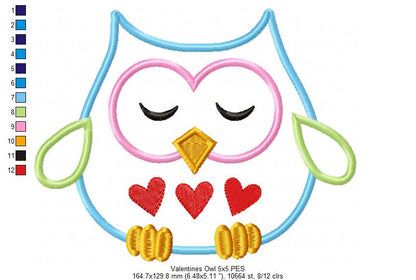 Sweet Love Owl – Appliqué – Machine Embroidery Design